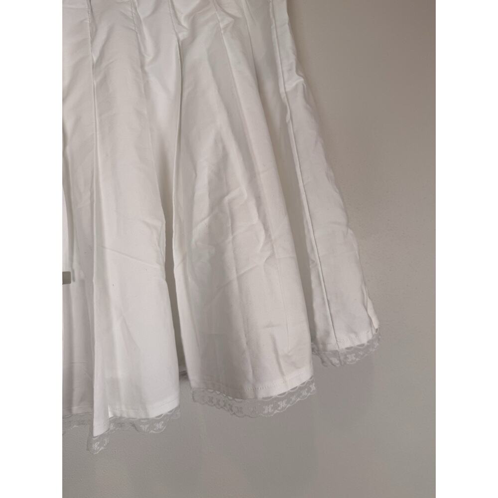 J. Crew Pleated tie-waist mini skirt Large White Pleated Skirt NEW - Picture 2 of 7